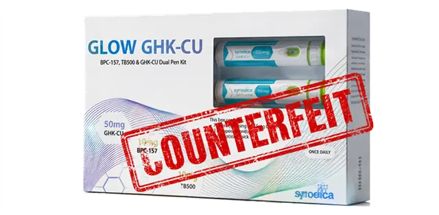 Counterfeit Synedica Glow GHK-CU product warning